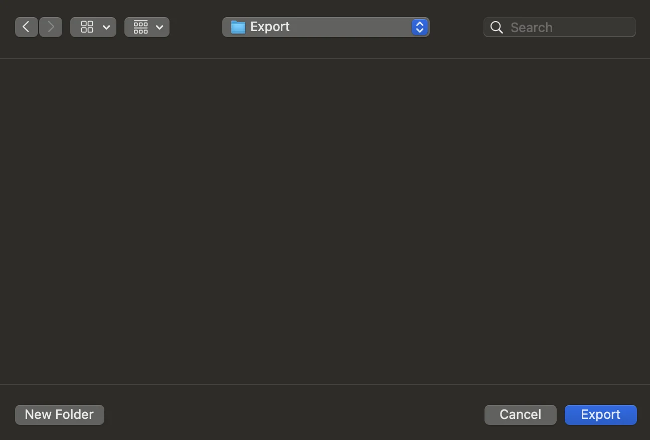 Select the export folder in Lightroom