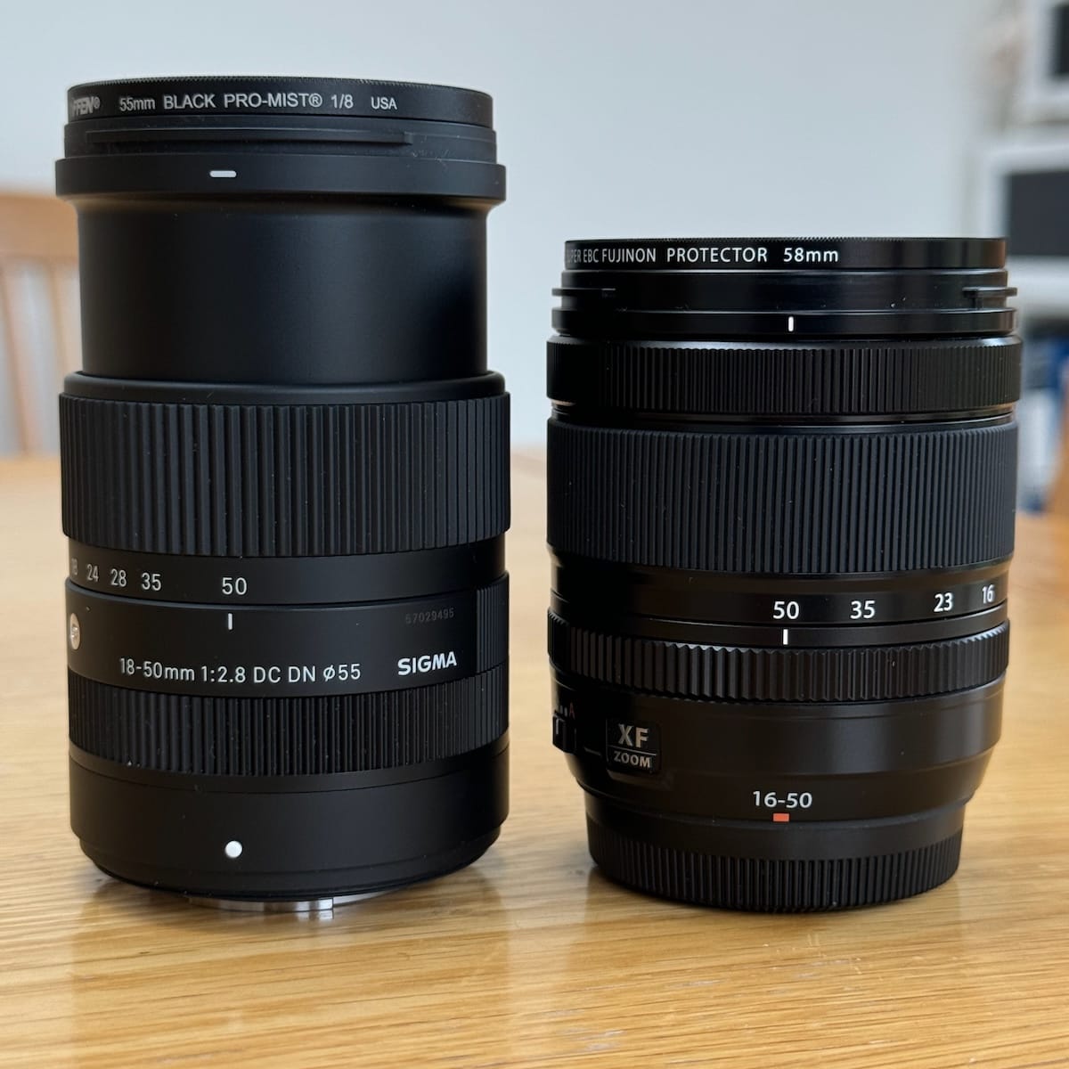 Sigma at full zoom (left) vs Fujifilm (right)