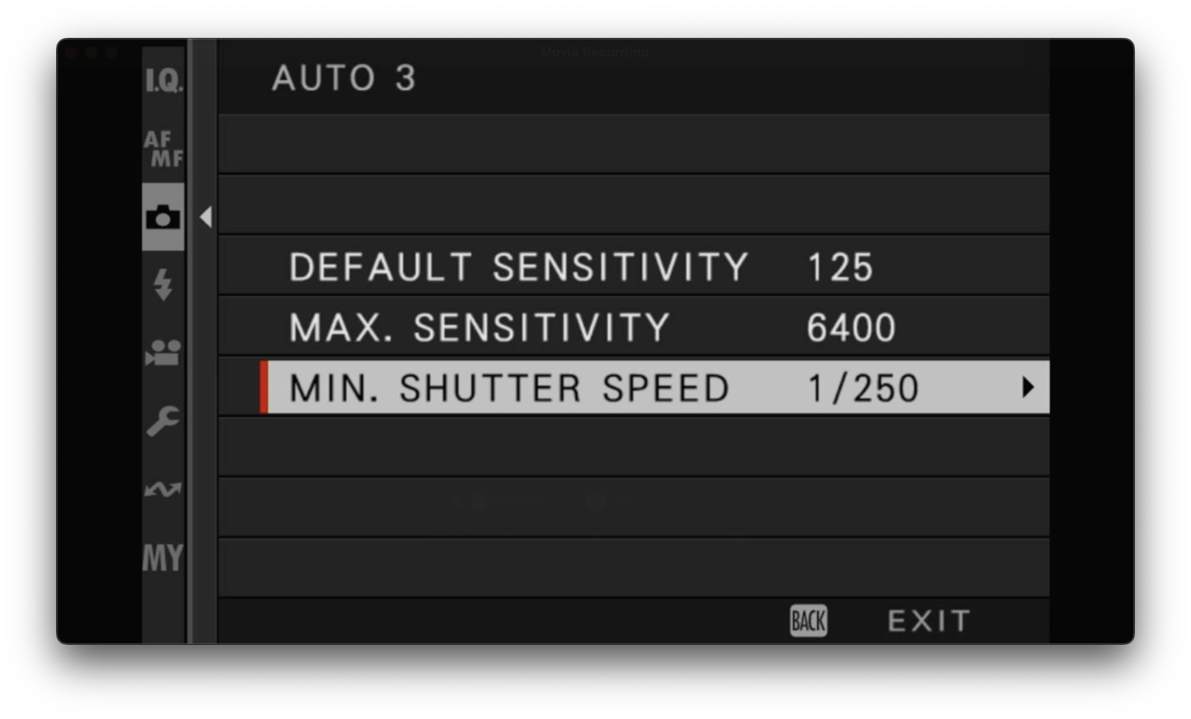 Auto ISO menu 3
