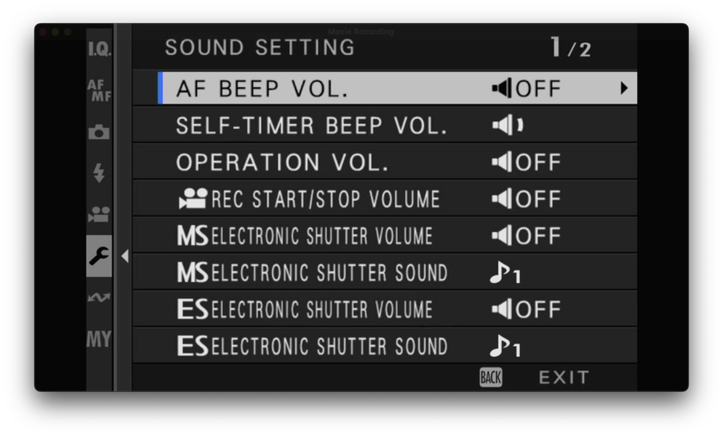 Sound settings