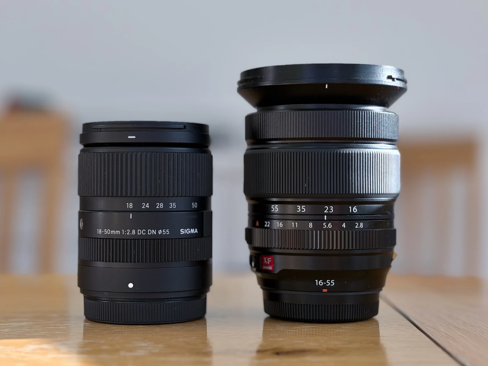 The Fujifilm XF16-55mm F2.8 R LM WR II side by side with the Sigma 18-55mm F2.8